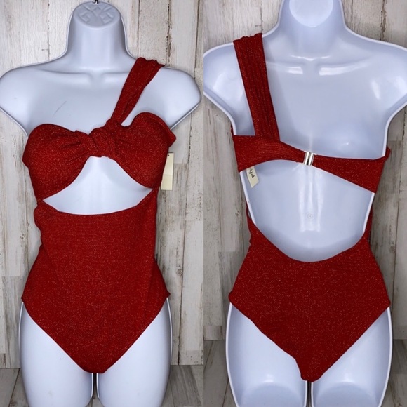 Women’s One-Piece Off The-Shoulder Sprkle Swimsuit - Picture 1 of 3